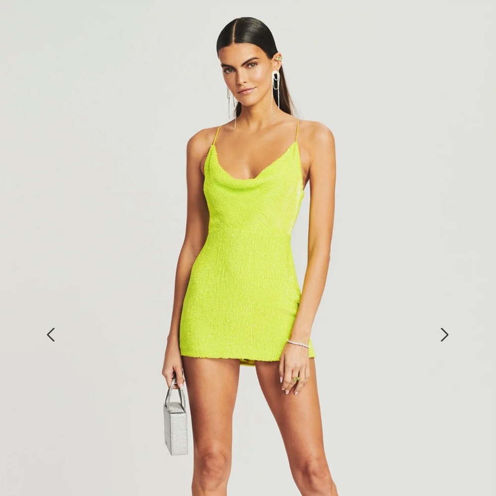 RETROFETE JILL SEQUIN DRESS NEON YELLOW